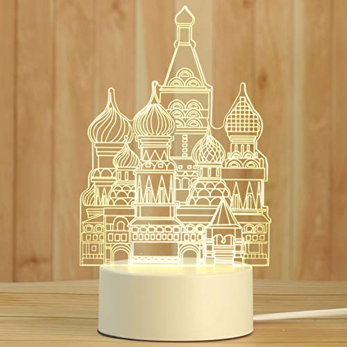 AKIS HOME 3D Nachtlicht, LED Illusion Lampe mit Smart Touch 7 Farben für Wohnzimmer Schlafzimmer, Geburtstagsgeschenk für Mädchen Junge (Schloss, 3-farbig) von AKIS ALIVE KITCHEN IDEA STUDIO