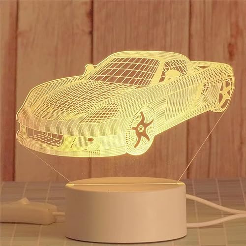 AKIS HOME 3D Nachtlicht, LED Illusion Lampe mit Smart Touch 7 Farben für Wohnzimmer Schlafzimmer, Geburtstagsgeschenk für Mädchen Junge (Sportwagen, 7-farbig) von AKIS ALIVE KITCHEN IDEA STUDIO