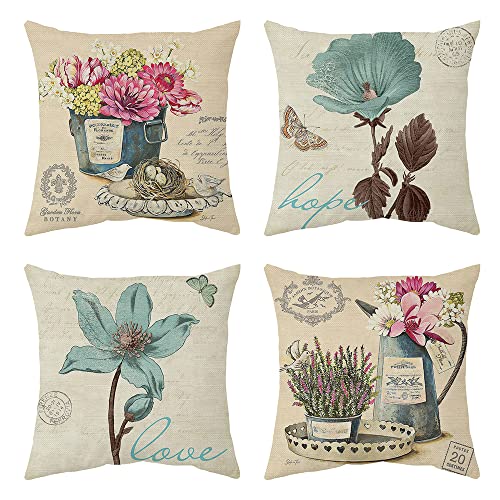 AKIS Home Kissenbezug 45x45cm 4er-Set Landhaus Stil Garten Blumen Kissenbezüge für Kinderzimmer Schlafzimmer Wohndeko Kissenhülle Frühlingsblumen… von AKIS ALIVE KITCHEN IDEA STUDIO