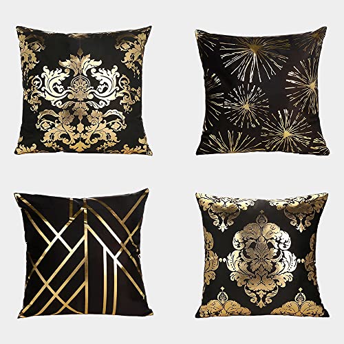 AKIS Home Kissenbezug 45x45cm 4er-Set in Schwarz Gold Farbe mit Barock Muster Kissenbezüge für Sofa Büro Wohnzimmer Wohndeko Kissenhülle… von AKIS ALIVE KITCHEN IDEA STUDIO