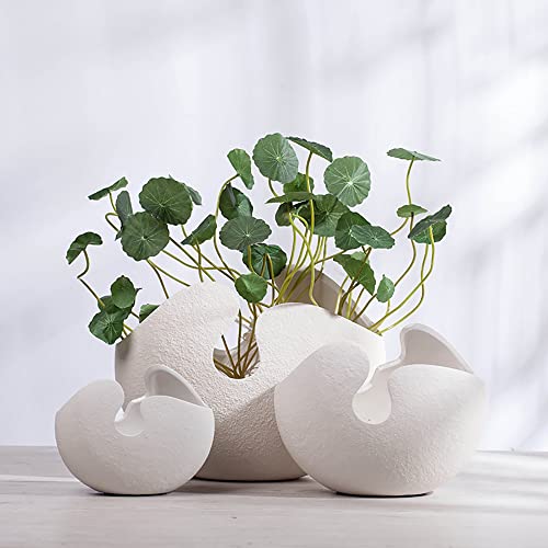 AKIS Home Nordic Modern Deko Vase weiße Eierschale Handmade Keramik Vase (1Groß+1Klein) von AKIS ALIVE KITCHEN IDEA STUDIO