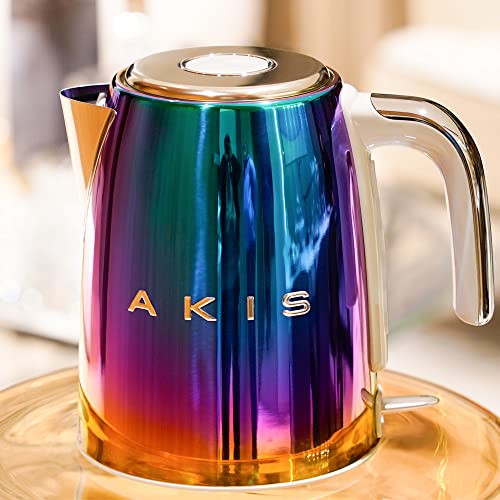 AKIS La Fête Design wasserkocher aus Edelstahl 1,7L, 2400W, elektrischer Wasserkocher mit Kalkfilter (Regenbogen) von AKIS ALIVE KITCHEN IDEA STUDIO