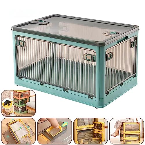 Akis Home Aufbewahrungsbox mit Deckel, 56L Boxen Aufbewahrung Ordnungsboxen Storage boxes Kisten, Kunststoffbox Plastikbox Stapelkisten Lagerboxen mit Rollen groß (Blau) von AKIS ALIVE KITCHEN IDEA STUDIO