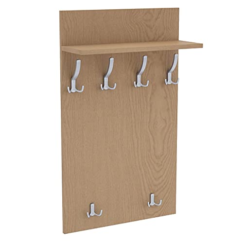 AKKE 100x60 | MAXI Garderobenpaneel Wandgarderobe Garderobe Wandpaneel Kleiderstange ALUMINIUM | EICHE HELL von AKKE