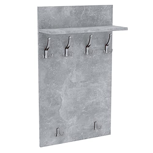 AKKE 90x60 | MAXI Garderobenpaneel Wandgarderobe Garderobe Wandpaneel Kleiderstange CHROM | BETON von AKKE