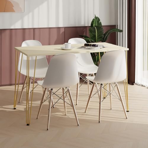 AKKE Esstisch Küchentisch - Tisch Für Küche Esszimmer - 100x55 - Höhe 73 cm - Goldene Tischbeine aus Metall -Vanille Hairpin AKKE Esstisch Küchentisch - Tisch Für Küche Esszimmer - 100x55 - Höhe 73 cm - Goldene Tischbeine aus Metall -Vanille Hairpin von AKKE