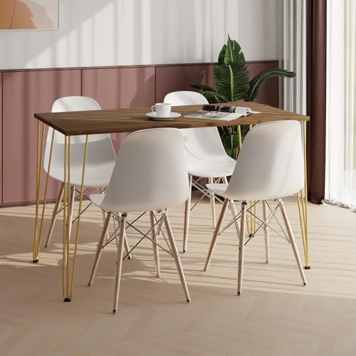 AKKE Esstisch Küchentisch - Tisch Für Küche Esszimmer - 80x60 - Höhe 73 cm - Goldene Tischbeine aus Metall -Burgund Hairpin AKKE Esstisch Küchentisch - Tisch Für Küche Esszimmer - 80x60 - Höhe 73 cm - Goldene Tischbeine aus Metall -Burgund Hairpin von AKKE