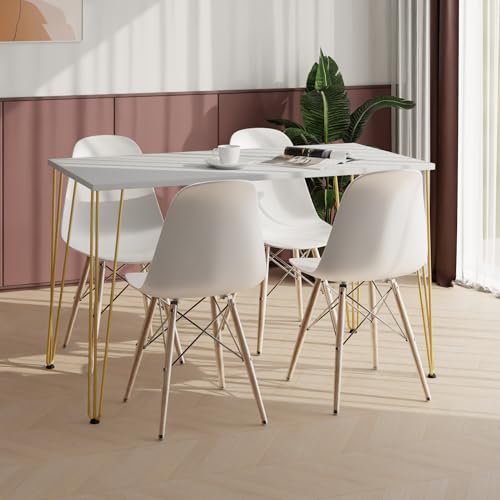 AKKE Esstisch Küchentisch - Tisch Für Küche Esszimmer - 80x60 - Höhe 73 cm - Goldene Tischbeine aus Metall -Helle Asche Hairpin von AKKE