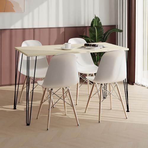AKKE Esstisch Küchentisch - Tisch Für Küche Esszimmer - 90x60 - Höhe 73 cm - Schwarze Tischbeine aus Metall - Vanille Hairpin AKKE Esstisch Küchentisch - Tisch Für Küche Esszimmer - 90x60 - Höhe 73 cm - Schwarze Tischbeine aus Metall - Vanille Hairpin von AKKE
