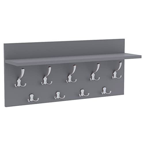 AKKE Garderobenpaneel Garderobenleiste Wandgarderobe Mit Ablage Wandpaneel Garderobe PVC Verti 40x90 cm ALUMINIUM | LIGHT GRAPHITE von AKKE