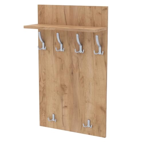 AKKE Garderobenpaneel Wandgarderobe Mit Ablage Wandpaneel Garderobe PVC Maxi Heller Eichenholz 100cm x 60 cm von AKKE