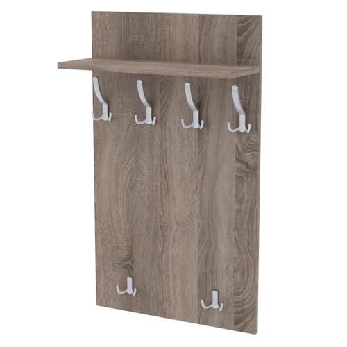 AKKE Garderobenpaneel Wandgarderobe Mit Ablage Wandpaneel Garderobe PVC Maxi Trüffel 120cm x 60 cm von AKKE