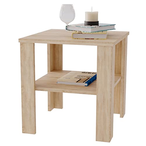 AKKE Lara Couchtisch für Wohnzimmer Beistelltisch Wohnzimmertisch Modern Quadratisch Sofatisch Kaffeetisch Deko Möbel für Wohnzimmer Wohnzimmertische Couchtische Eiche 53x47x53cm von AKKE