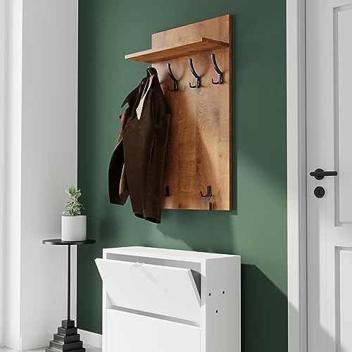 AKKE Garderobenpaneel Wandgarderobe Mit Ablage Wandpaneel Garderobe PVC Maxi Brunico-eiche 100cm x 60 cm von AKKE