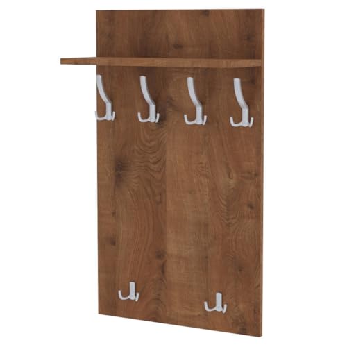 AKKE Maxi Garderobe Wandgarderobe Garderobenpaneel Wandpaneele Garderobenleiste Garderobenleiste Garderobenhaken Kleiderhaken Für Flurgarderobe Möbel Für Garderoben Flur 100 cm x 60cmAntik-Eiche von AKKE