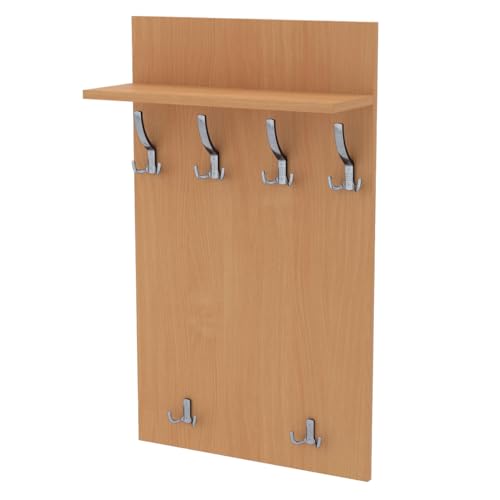 AKKE Maxi Garderobe Wandgarderobe Garderobenpaneel Wandpaneele Garderobenleiste Garderobenleiste Garderobenhaken Kleiderhaken Für Flurgarderobe Möbel Für Garderoben Flur 100 cm x 60cmBuche Bayern von AKKE