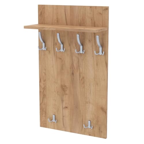 AKKE Maxi Garderobe Wandgarderobe Garderobenpaneel Wandpaneele Garderobenleiste Garderobenleiste Garderobenhaken Kleiderhaken Für Flurgarderobe Möbel Für Garderoben Flur 100 cm x 60cmGoldenes Craft von AKKE