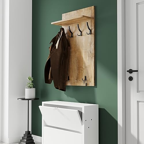 AKKE Garderobenpaneel Wandgarderobe Mit Ablage Wandpaneel Garderobe PVC Maxi Trüffel 100cm x 60 cm von AKKE