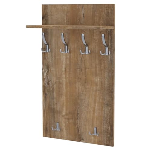 AKKE Maxi Garderobe Wandgarderobe Garderobenpaneel Wandpaneele Garderobenleiste Garderobenleiste Garderobenhaken Kleiderhaken Für Flurgarderobe Möbel Für Garderoben Flur 100 cm x 60cmRetro-Holz von AKKE