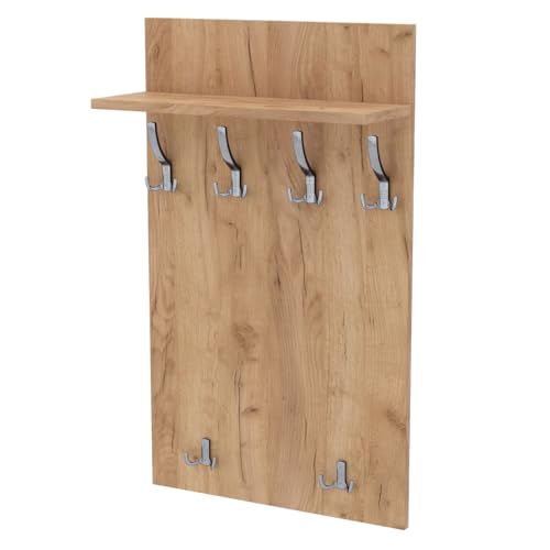 AKKE Maxi Garderobe Wandgarderobe Garderobenpaneel Wandpaneele Garderobenleiste Garderobenleiste Garderobenhaken Kleiderhaken Für Flurgarderobe Möbel Für Garderoben Flur 90 cm x 60cmGoldenes Craft von AKKE