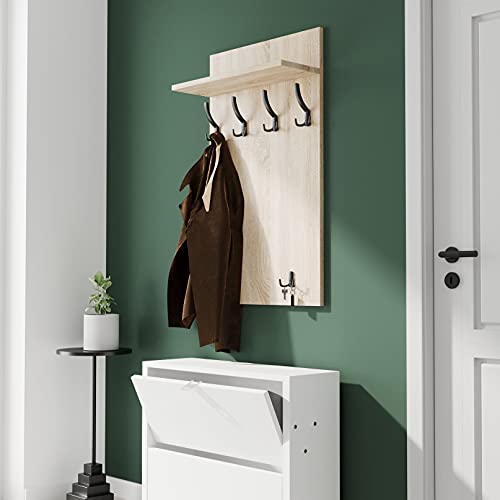 AKKE Garderobenpaneel Wandgarderobe Mit Ablage Wandpaneel Garderobe PVC Maxi Geweisste Kiefer 90cm x 60 cm von AKKE