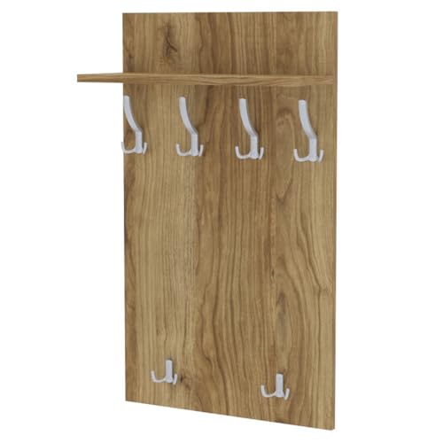 AKKE Maxi Garderobe Wandgarderobe Garderobenpaneel Wandpaneele Garderobenleiste Garderobenleiste Garderobenhaken Kleiderhaken Für Flurgarderobe Möbel Für Garderoben Flur 90 cm x 60cmUrgestein-Eiche von AKKE