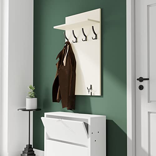 AKKE Garderobenpaneel Wandgarderobe Mit Ablage Wandpaneel Garderobe PVC Maxi Hellgrauer Graphit 90cm x 60 cm von AKKE