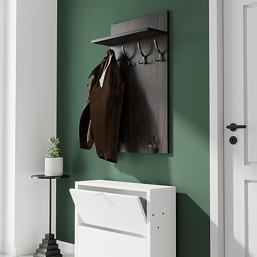 AKKE Garderobenpaneel Wandgarderobe Mit Ablage Wandpaneel Garderobe PVC Maxi Weißes Craft 90cm x 60 cm von AKKE