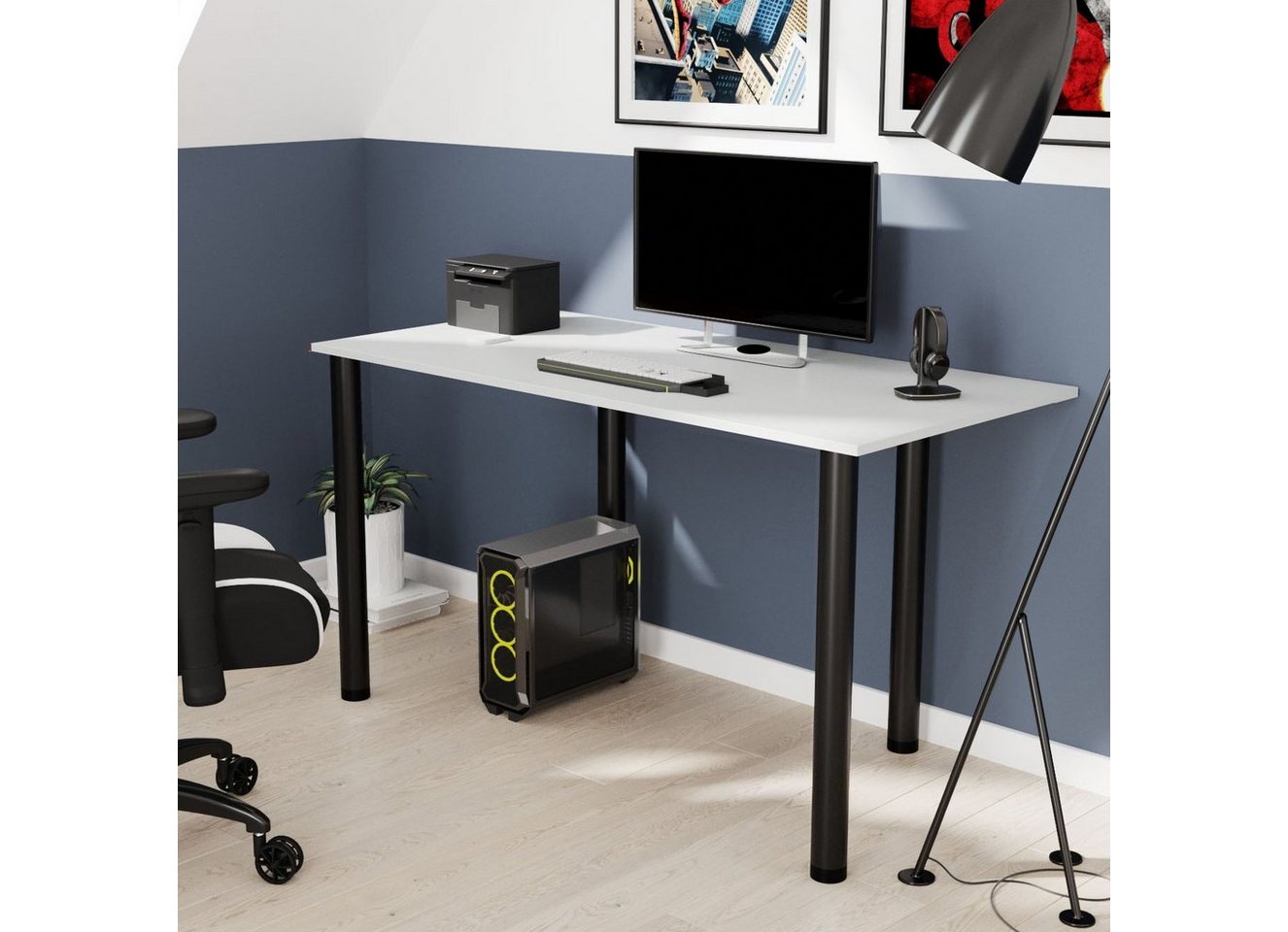 AKKE Schreibtisch, Schreibtisch mit schwarze Beinen 2mm PVC Kantenumleimung von AKKE