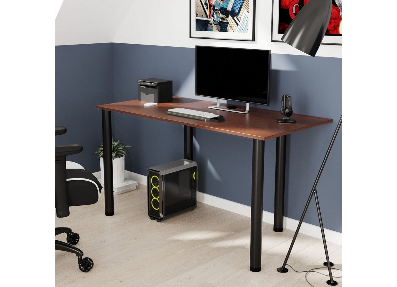 AKKE Schreibtisch, Schreibtisch mit schwarze Beinen 2mm PVC Kantenumleimung von AKKE