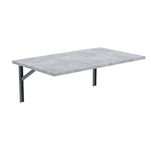 AKKE Wandklapptisch für Küche Zimmer Wohnzimmer Kinderzimmer 100 cm x 60 cm, Wandtisch klappbar, Klappbarer Wandtisch Küchentisch Kindertisch, Klapptisch Klappschreibtisch Küche Beton von AKKE