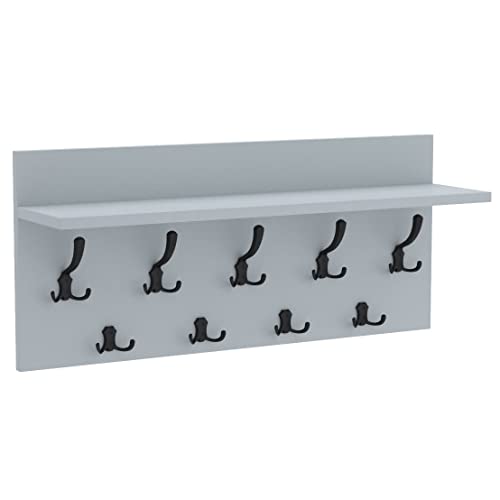 Mikon 40x70 | VERTI Garderobenpaneel Wandgarderobe Garderobe Wandpaneel Kleiderstange SCHWARZ | HELLGRAU von AKKE