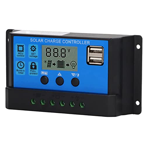 AKLOSIPY 12V 24V Solarpanel PWM-Controller mit LCD-Anzeige und Doppel USB-Ausgang, Hocheffizientes MPPT Solar 100A (70A) von AKLOSIPY