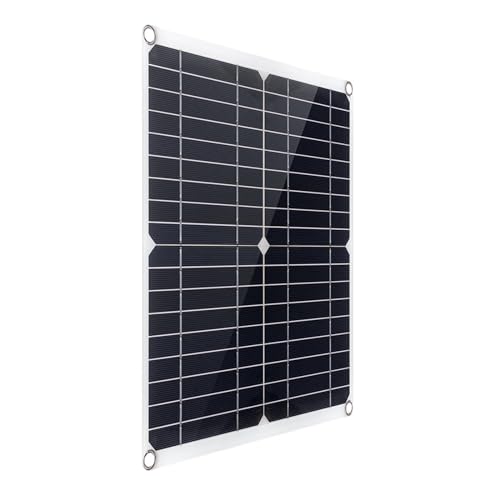 AKLOSIPY 18V 12W Solar Panel Kit Tragbares Solar Ladegerät mit Dual-USB-Ports & DC5521 Batterie Klemme für 5V Handys 12V Autoboot Batterien (mit 40A Controller) von AKLOSIPY