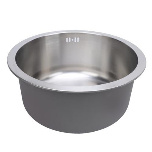 AKLOSIPY 304 Edelstahl Runde Einzelschalen -Küchenspüle für Gemüse Obst Waschen Geschirrspülungen - 42 Cm Design (Gebürstet) von AKLOSIPY