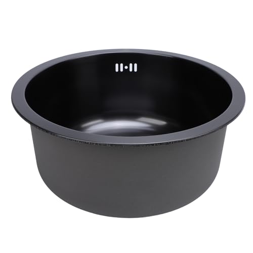 AKLOSIPY 304 Edelstahl Runde Einzelschalen -Küchenspüle für Gemüse Obst Waschen Geschirrspülungen - 42 Cm Design (Nano schwarz) von AKLOSIPY