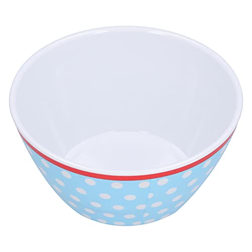 AKLOSIPY 500 Ml Melamin -Salatschale - LE, ELEG -Design für Snacks, Desserts und UIT mit Rotem Punktmuster (hellblaue Punkte) von AKLOSIPY