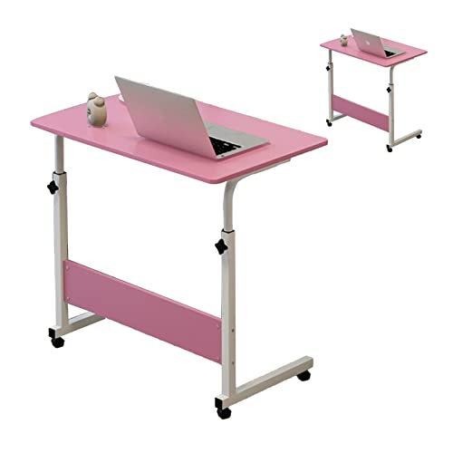 AKLOSIPY C -förmiger Nachttisch mit Metallrahmen - Moderner Mobiler Laptop Schreibtisch für Home Sofa in Walnussfarbe (PINK) von AKLOSIPY