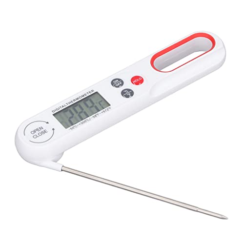 AKLOSIPY Digitale Lebensmittelfaltsonde Hohe Kalibrierung BBQ Kochtemperaturmesser mit Eingebauter Batterie Weiß (WHITE) von AKLOSIPY