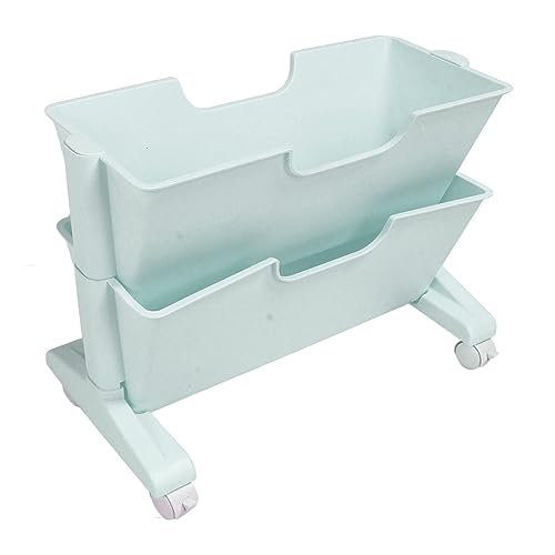AKLOSIPY Doppelschicht Rolling Bookshelf Trolley mit Rädern für Kompakte Räume - Ideal für die Verwendung von Zuhause oder Büro, (Blue) von AKLOSIPY