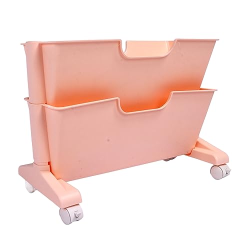 AKLOSIPY Doppelschicht Rolling Bookshelf Trolley mit Rädern für Kompakte Räume - Ideal für die Verwendung von Zuhause oder Büro, (PINK) von AKLOSIPY
