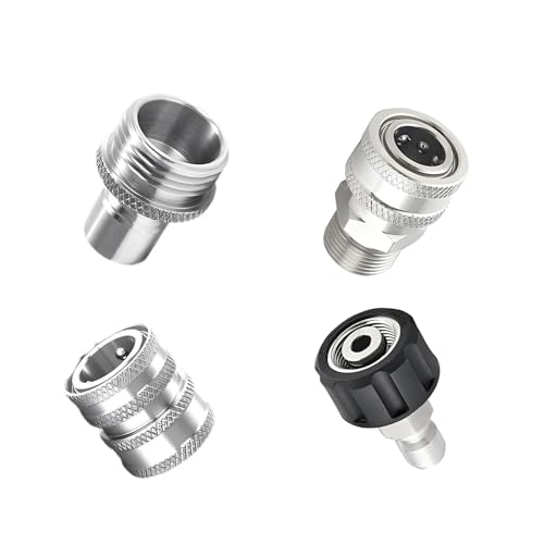 AKLOSIPY Druckwaschadapter -Kit 8pcs Edelstahl Schnellschütze Set M22 Drehung auf 3/8 '' Quick Connect 3/4 '' mit Leckdosendesign für Hochdruckscheibenschläuche Pumpen Pistolen Pistolen von AKLOSIPY