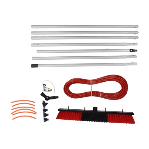AKLOSIPY Fed Pole Kit mit Ausziehbarer Pinsel für Solarpanel und Fenster - Tragbarer Dienst 5m Pol und 50 cm Bürstensystem (7 m Stange Plus 50 cm Wasserbürste) von AKLOSIPY
