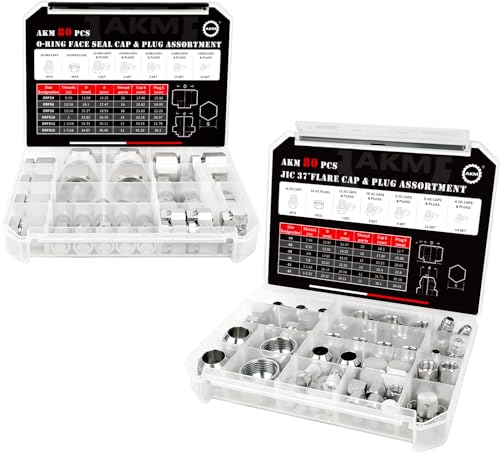 AKM 144 PC JIC und ORFS Master Industrielle Hydraulische Kappe und Stecker Schlauch Schlauch und Rohr Fitting Kit Kappe und Stecker Kit Präzisionsgewinde in ORFS und 37 ° Dash Größen 4 6 8 10 12 16 von AKM