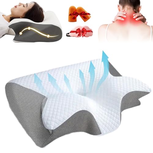 Curosleep Kissen Original, Curosleep - Die Erleichterung, Auf Die Sie Gewartet Haben with Kissenbezug, Ergonomic Orthopaedic Pillow Support to Your Neck for Neck Back Pain (Gray) von AKMDAK