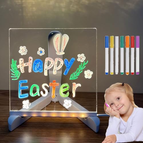 Glow Doodle Board, Homeanoak Doodle Glow Colouring And Drawing With 7 Color Pen, Reusable Acrylic Drawing Board Light Up For Kids (20 * 20cm) von AKMDAK