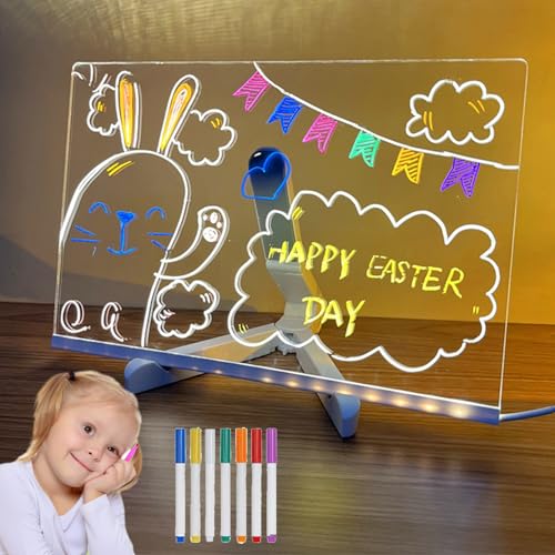 Glow Doodle Board, Homeanoak Doodle Glow Colouring And Drawing With 7 Color Pen, Reusable Acrylic Drawing Board Light Up For Kids (30 * 20cm) von AKMDAK