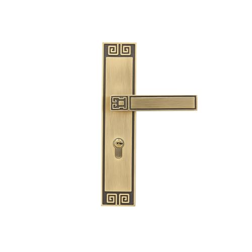 AKNOQNTM Schlafzimmertürschloss im chinesischen Stil for den Innenbereich, Gelbbronze-Griff, Zinklegierung, Griffschloss, magnetisches Saugschloss, geräuschloses Holztürschloss(Bronzestyle) von AKNOQNTM