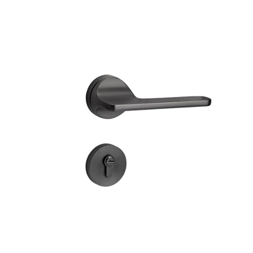 Schlafzimmertürschloss, schwarzes geteiltes Zinklegierungs-Lautlostürschloss, Innentürschloss mit Magnetgriff(Yahei) von AKNOQNTM