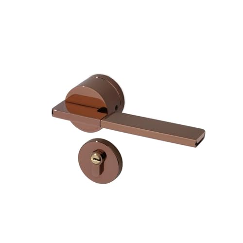 Schlafzimmertürschloss aus Zinklegierung, stilles Zimmer, Holztürschloss, einfaches schwarzes amerikanisches Schloss, geteilter Griff(D31-S947brightchromeblackleather(mutelockbody)) von AKNOQNTM